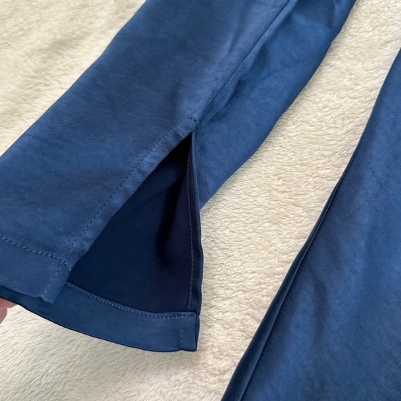 Lulus Adoring Charm Dark Blue Satin Long Sleeve Backless Mini Dress Size S NWT - Picture 5 of 17